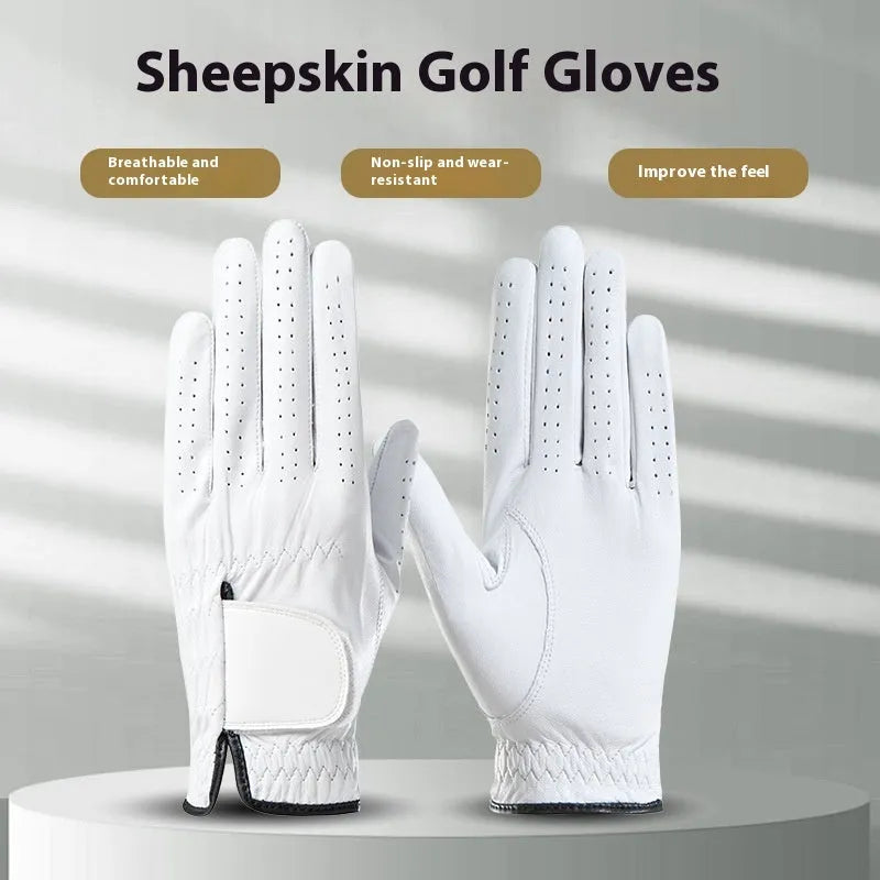 Men's leather breathable non-slip finger glove in black single left hand