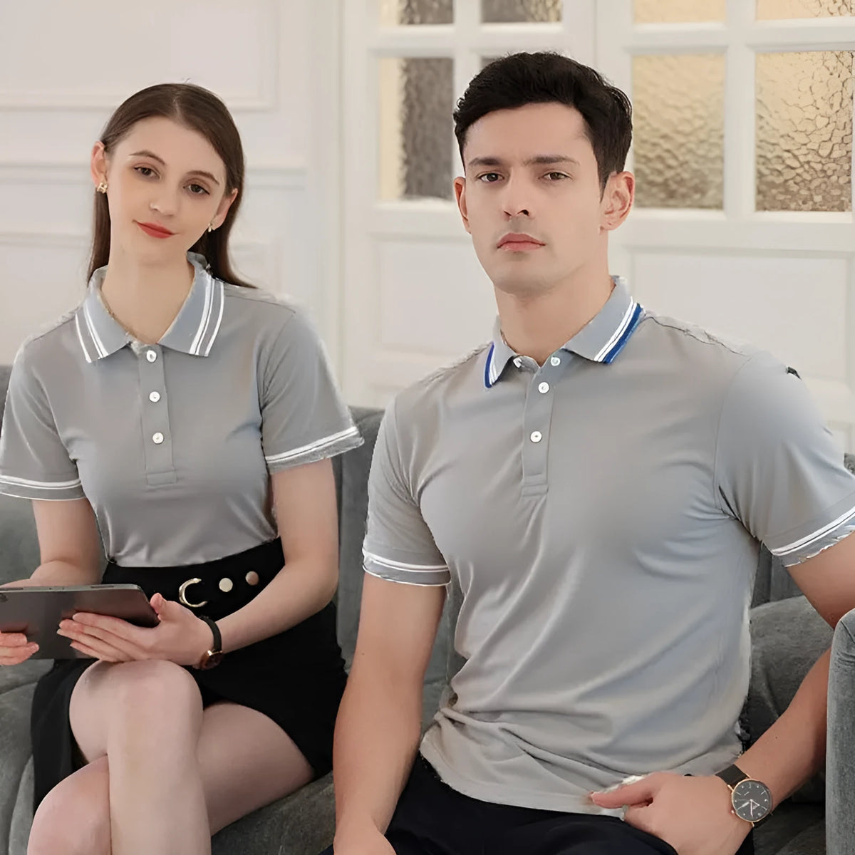 Striped short sleeve polo shirt with lapel collar, regular fit, available in multiple colours and sizes S to 4XL.