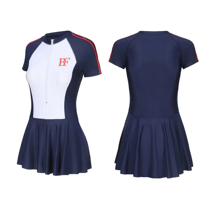 Conservative one-piece swimsuit for sports with highly elastic material in colour options E92 and E93