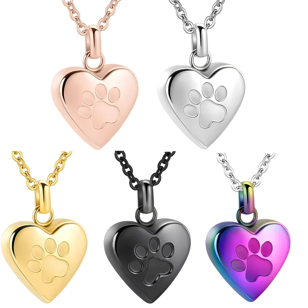 Openable heart-shaped titanium steel cinerary casket necklace on a chain.