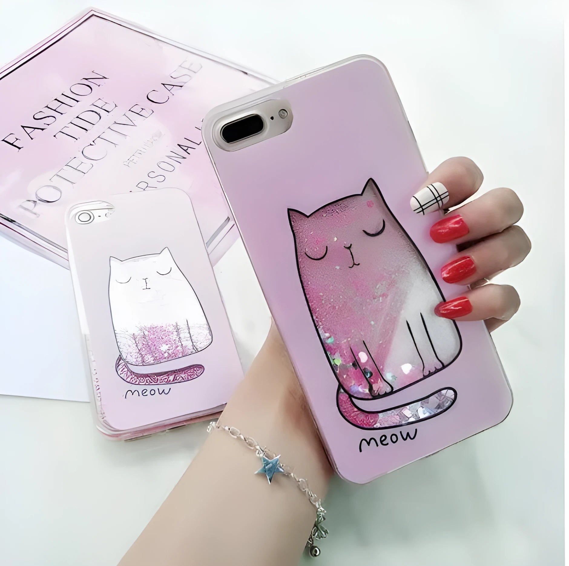 Cat glitter phone case for iPhone with bright feline designs