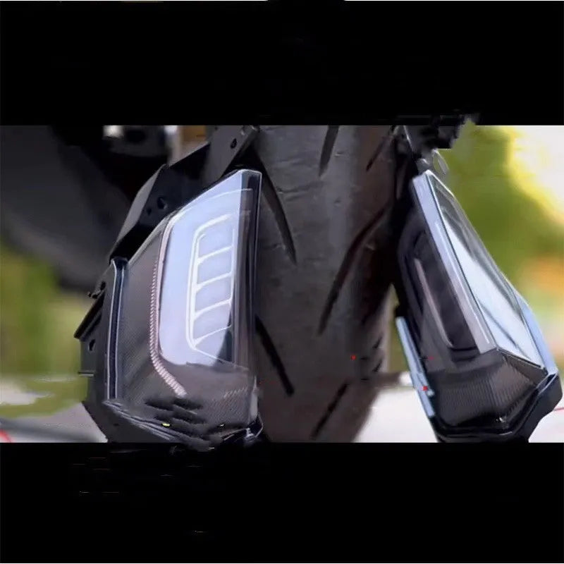 LED turn signal light kit for Yamaha NMAX155 scooter in blue yellow colour.