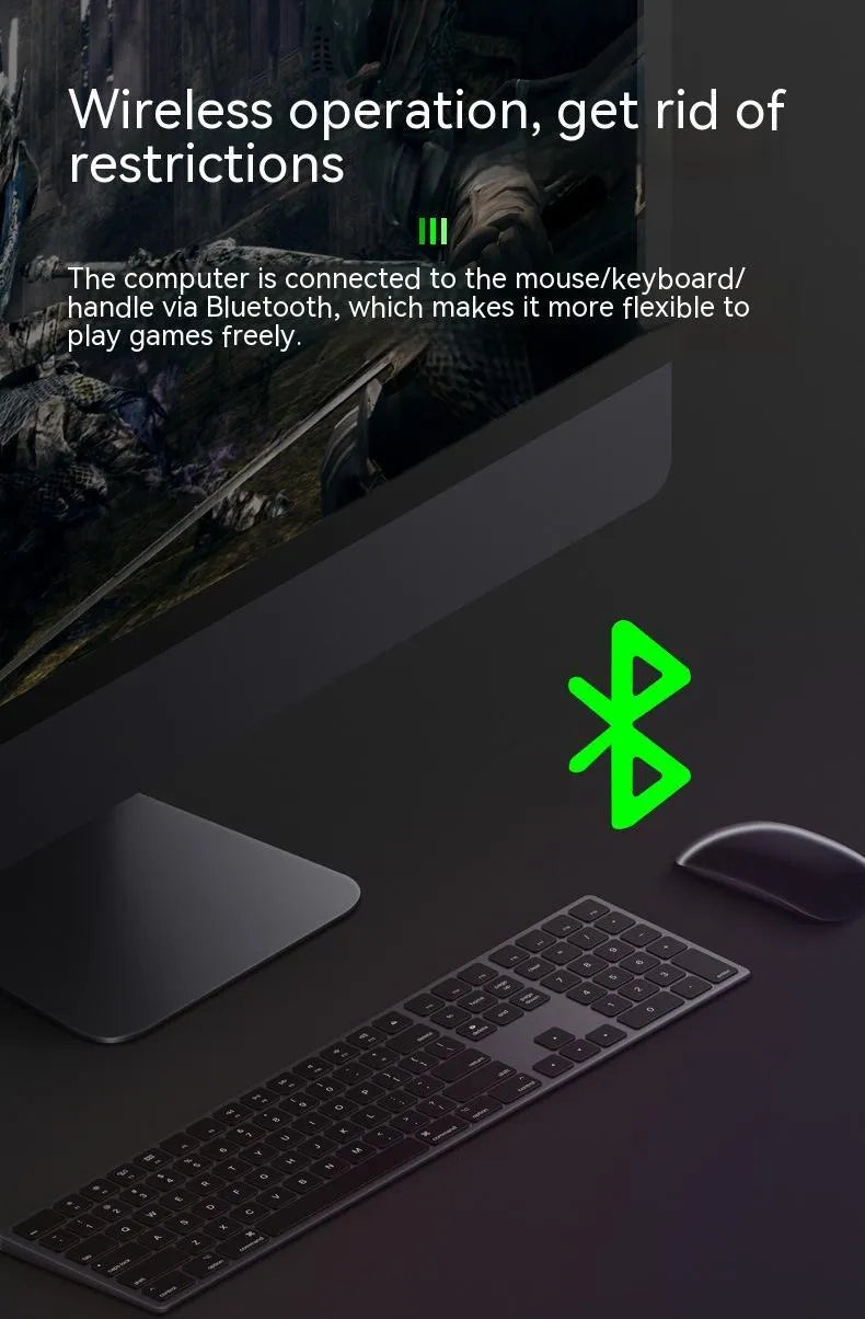 Black USB mini network card adapter with nickel-plated wolf tooth connector for Bluetooth and dual band AP connectivity