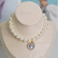 Plastic alloy resin pearl necklace cat collar in multiple colours and sizes