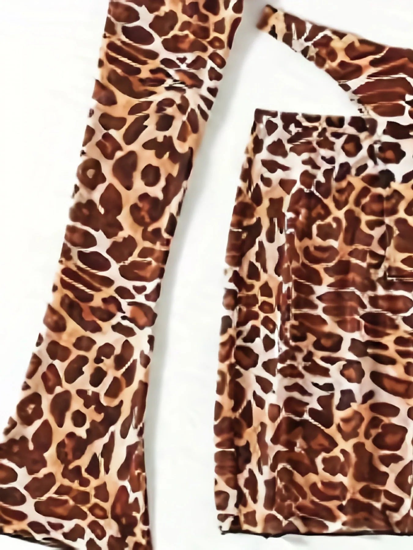 Leopard print split bikini swimsuit three-piece set for women with top, skirt, and panties