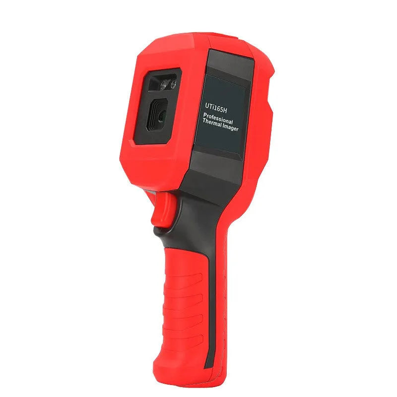 UTi series handheld infrared thermal imager showing a thermal image on its 2.8-inch screen.