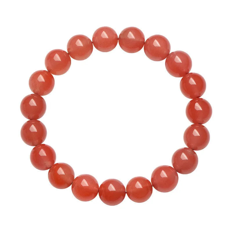 Natural south cherry red agate bracelet showing single and triple strand design options with different bead sizes.