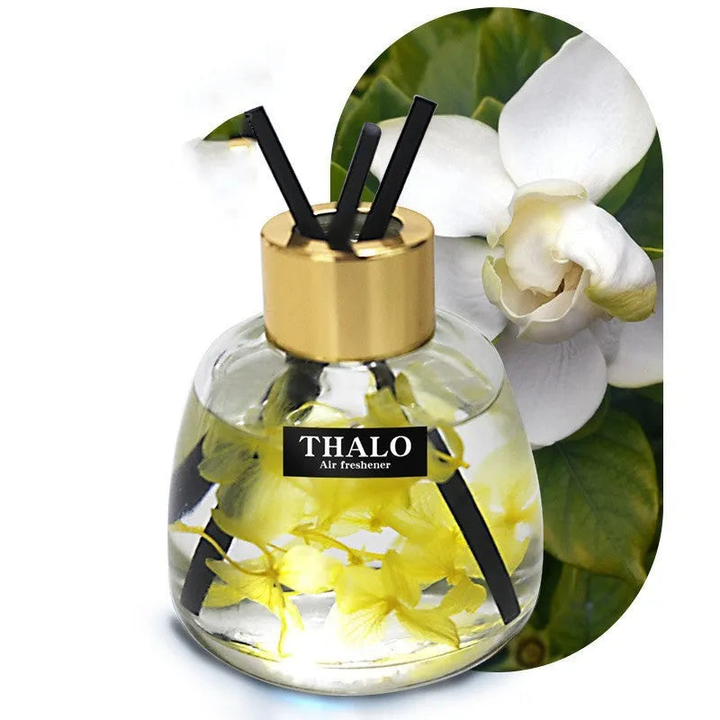 Glass bottle car perfume ornament for loose incense, available in six scent colours.