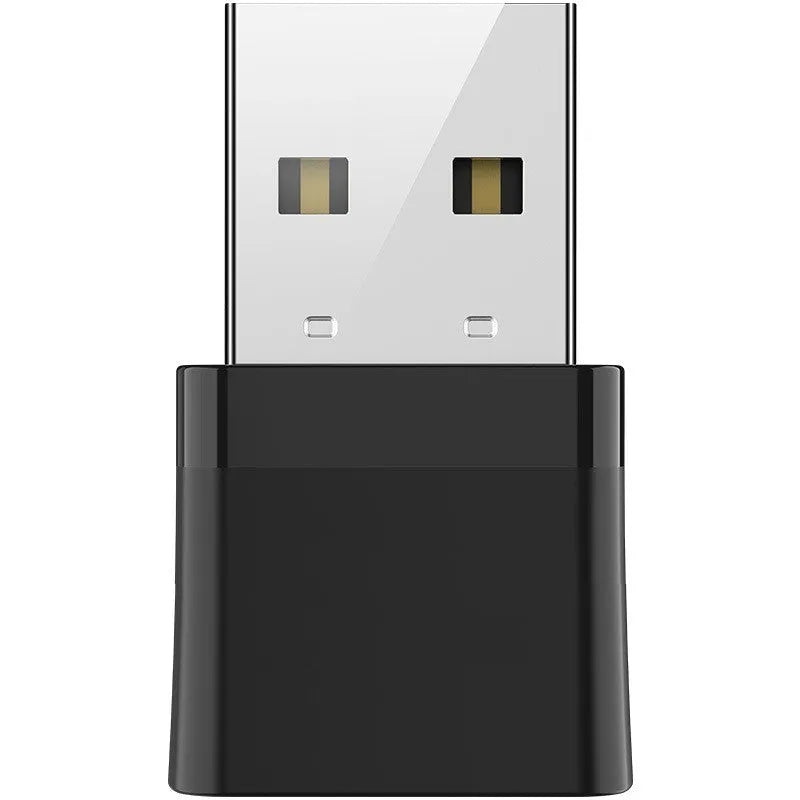 Black USB mini network card adapter with nickel-plated wolf tooth connector for Bluetooth and dual band AP connectivity