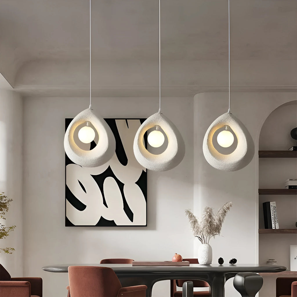 Retro modern pendant light with milky white 32x35cm lampshade for living room and dining room