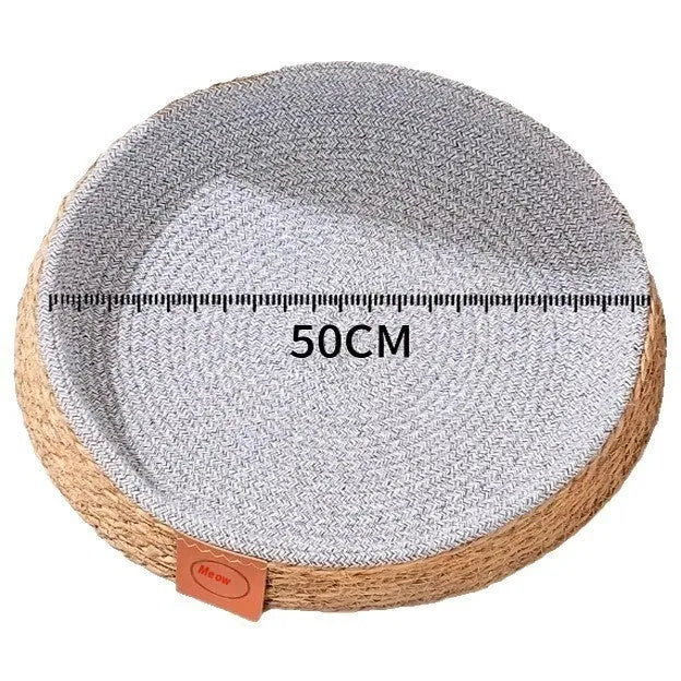 Rattan cat nest pet bed available in S, M, L, and XL sizes with open weave construction