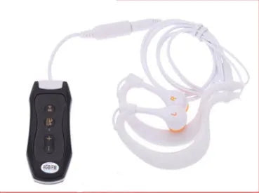 IPX8 waterproof MP3 music player with clip and stereo sport earphones in black