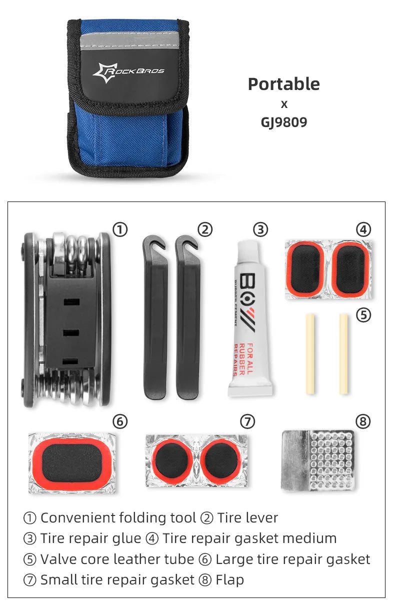 Bicycle tyre repair kit in Portable style placed on upper frame tube of a bicycle