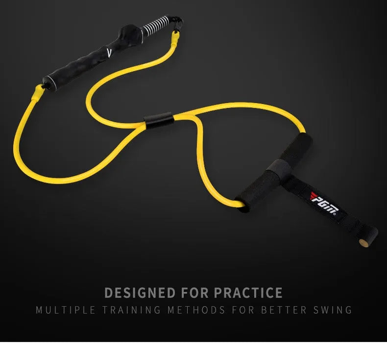 Yellow latex swing tensioner with safety door buckle and carry bag for home fitness training