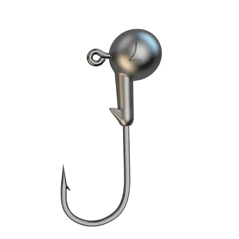 Set of 50 enhanced 7G steel jig hooks with a lead-headed hook for fishing tackle.