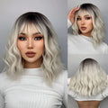 Women's short hair wig in ethnic style with oblique bangs, made from high temperature silk in image colour