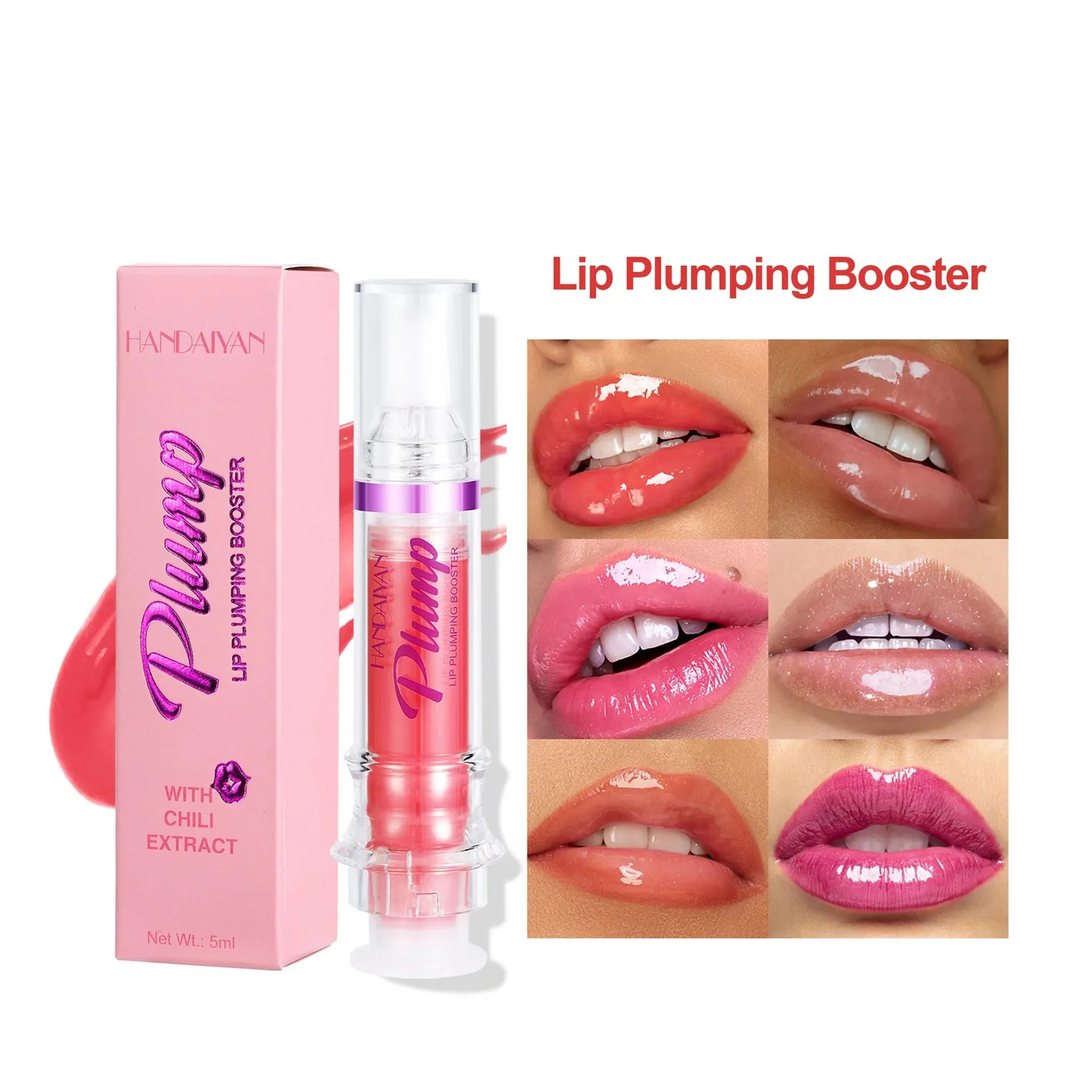 New Tube liquid lip gloss with mirror finish in six colour options showing glossy application