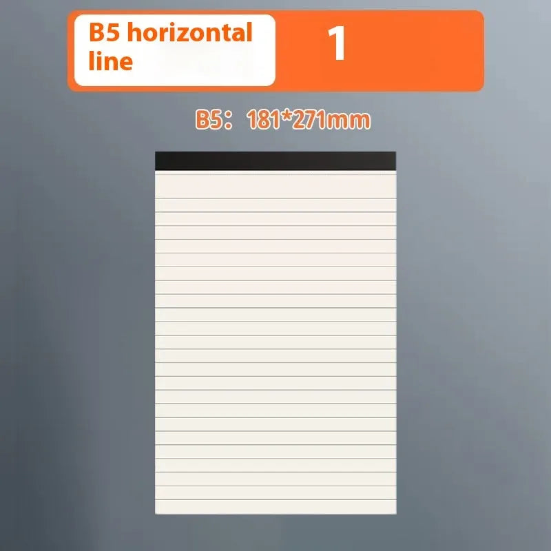 A5 and B5 writing pads notebook with tear-away pages in grid, lined, and blank paper styles.