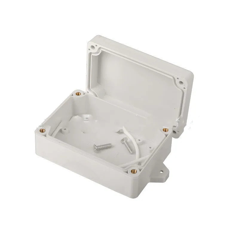 Grey ABS plastic IP65 waterproof instrument box for security system components.