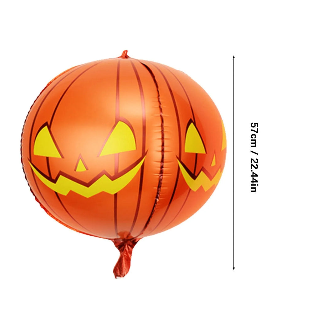 Green Halloween eyeball balloon with red bloodshot pattern, inflated to a round shape.