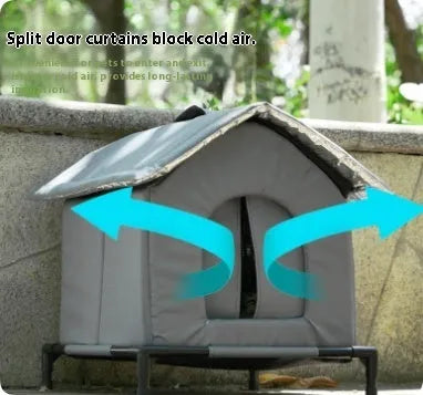 Gray waterproof cloth cat nest with upgraded hanging bracket for outdoor winter use, available in multiple sizes