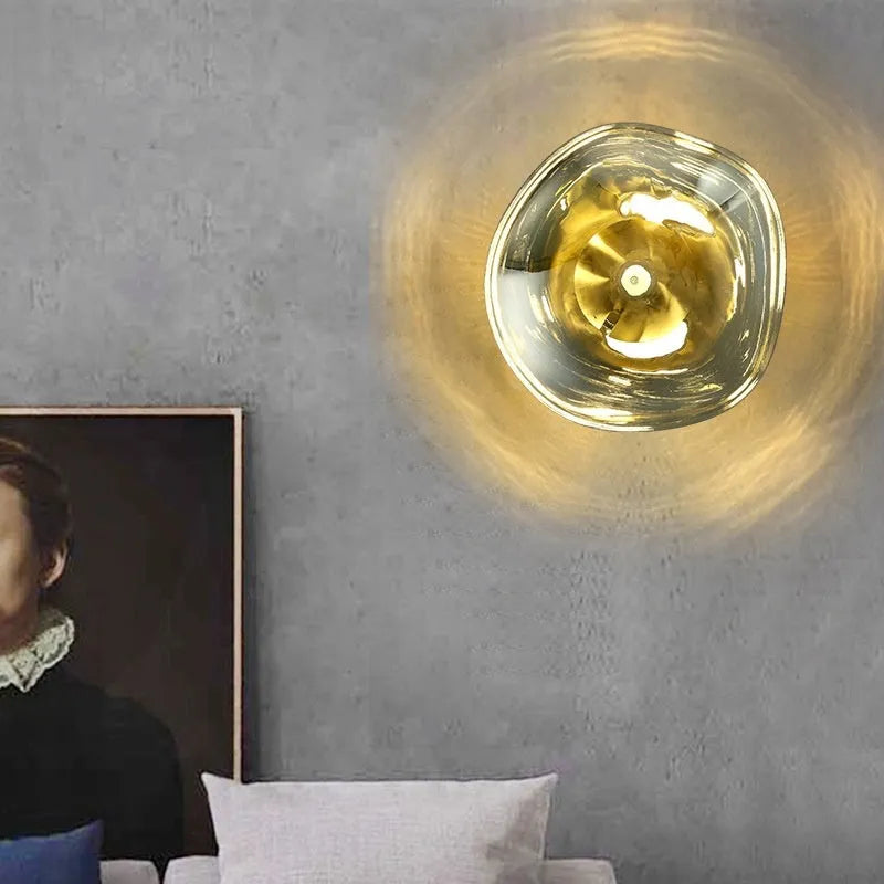 Modern creative lava wall lamp in Nordic style acrylic shade 30CM by 18CM gold finish warm light