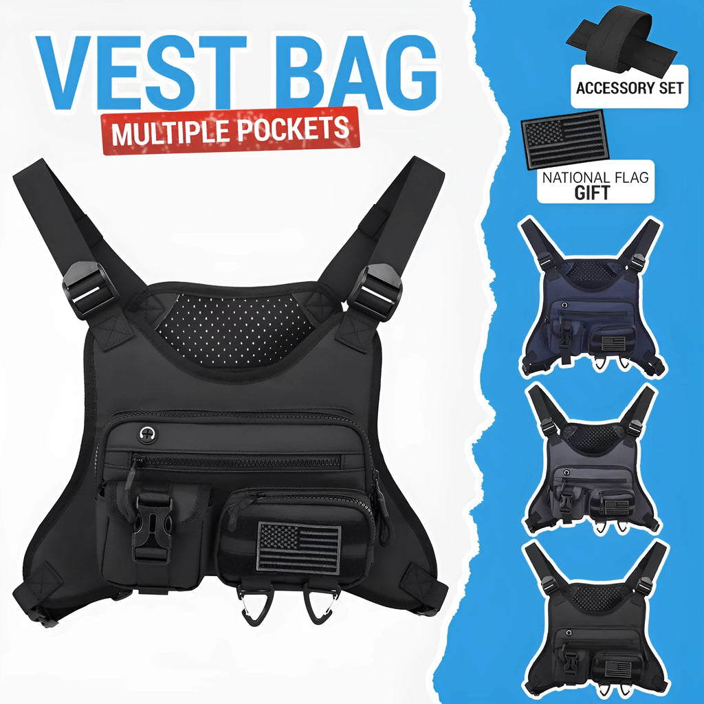 Outdoor sports chest bag in Oxford cloth with vest-style design for cycling