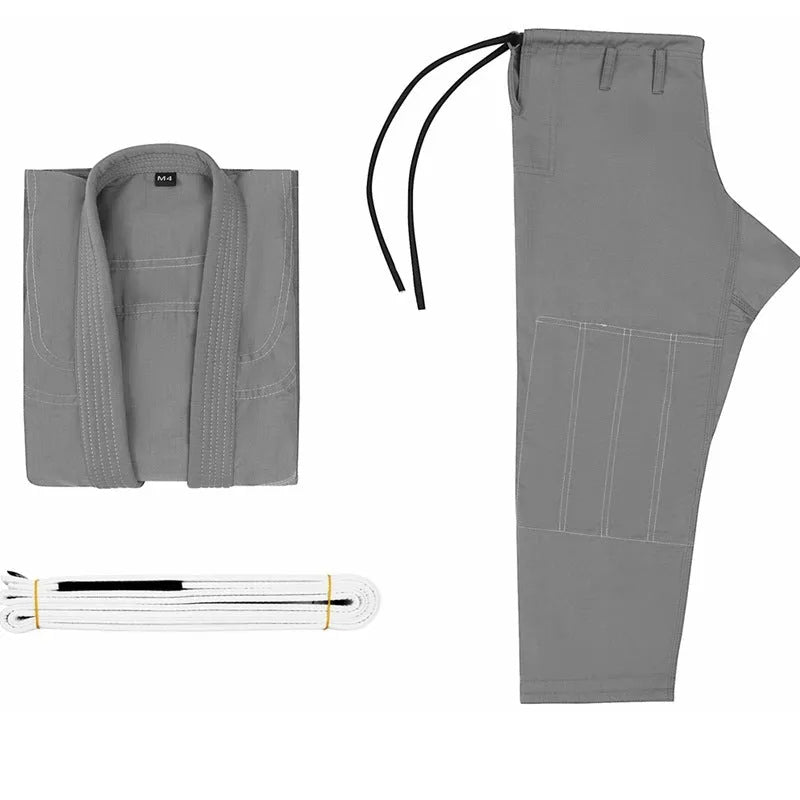 Brazilian Jiu-Jitsu cotton blend training clothing set with jacket and trousers.