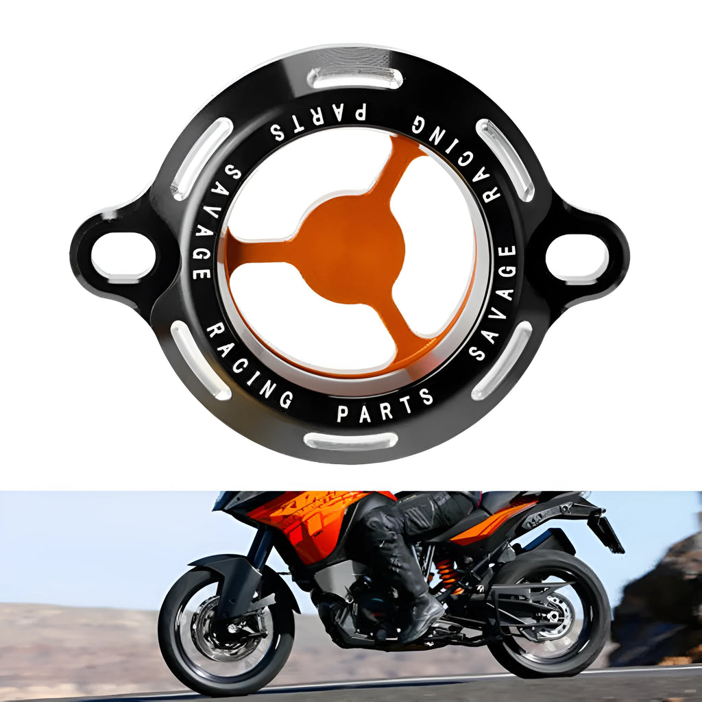 Transparent blue aluminium motorcycle oil filter cover for KTM DUKE models