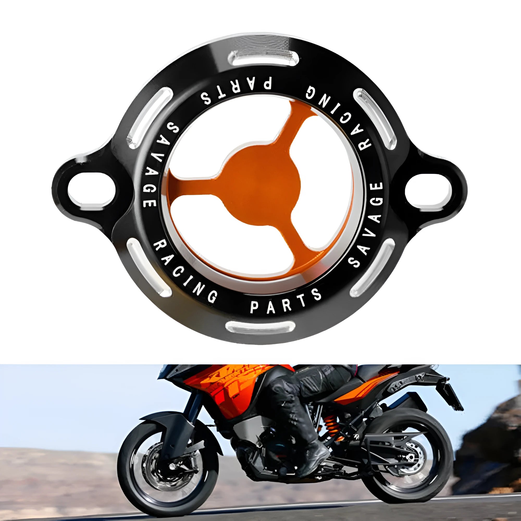 Transparent blue aluminium motorcycle oil filter cover for KTM DUKE models