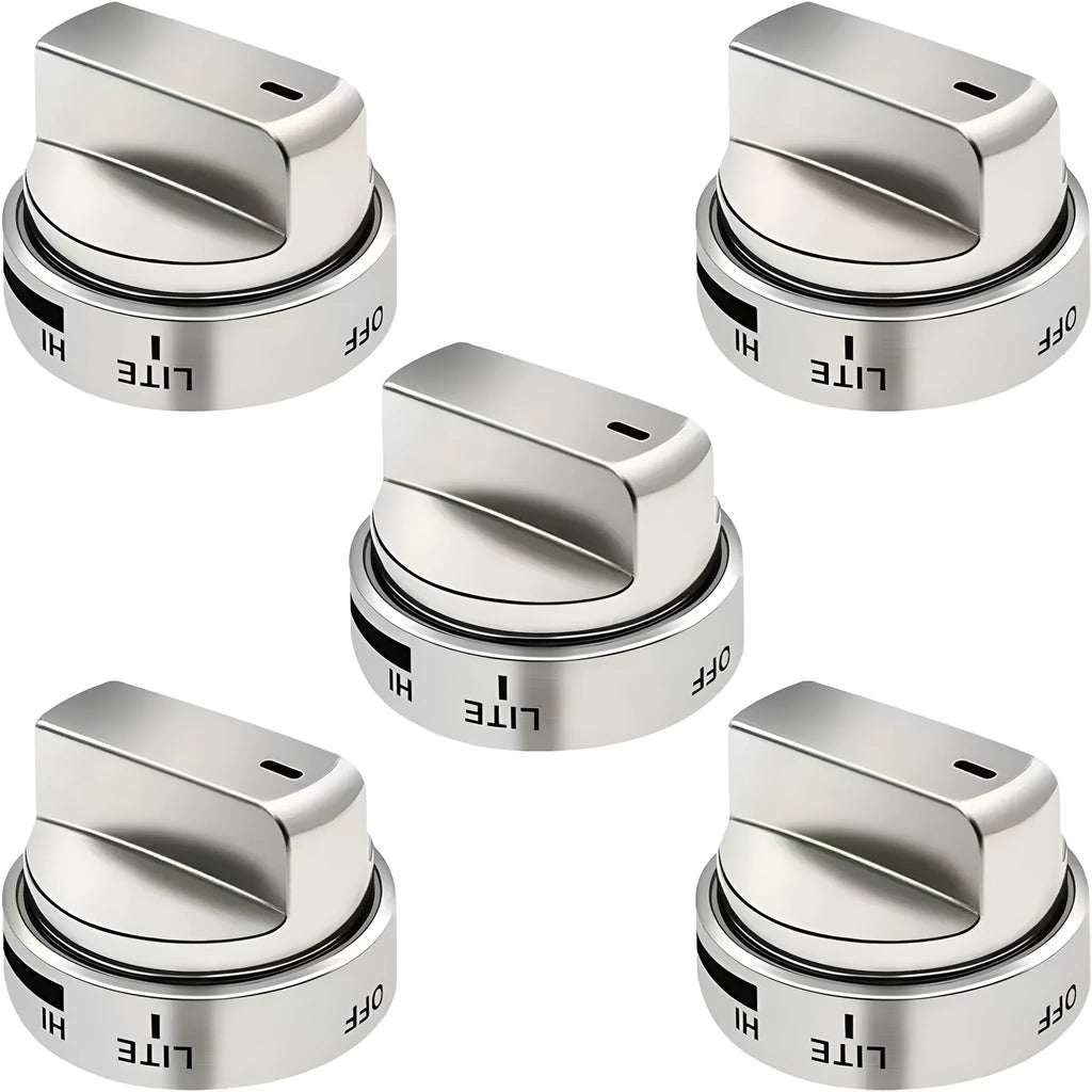 Silver metal oven stove control knob replacement part, 5.3 cm diameter