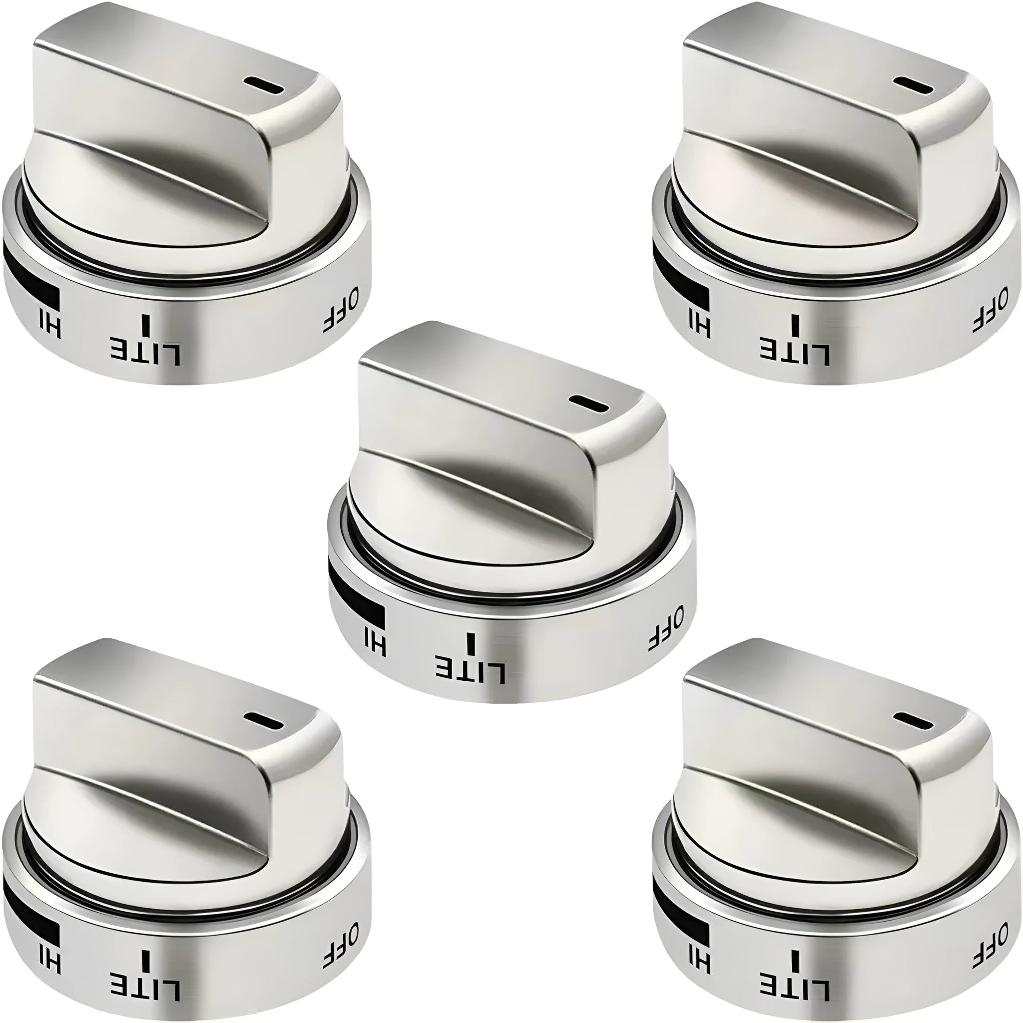 Silver metal oven stove control knob replacement part, 5.3 cm diameter