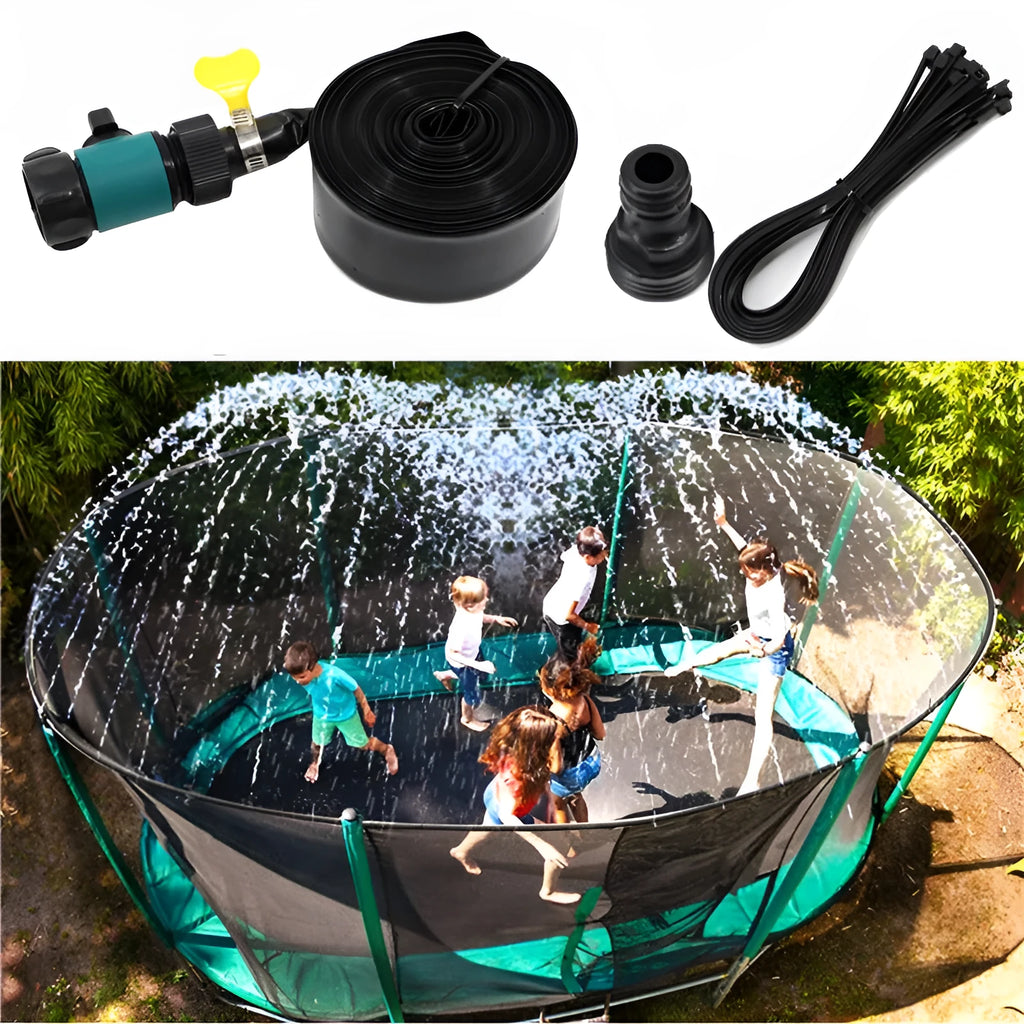 Portable plastic garden sprinkler with solar cooling in blue or orange colour options