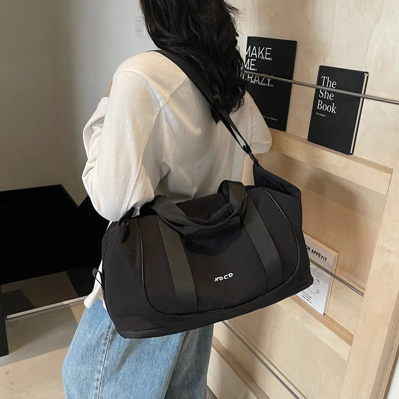 Oxford cloth one shoulder crossbody bag in milky white colour with adjustable strap