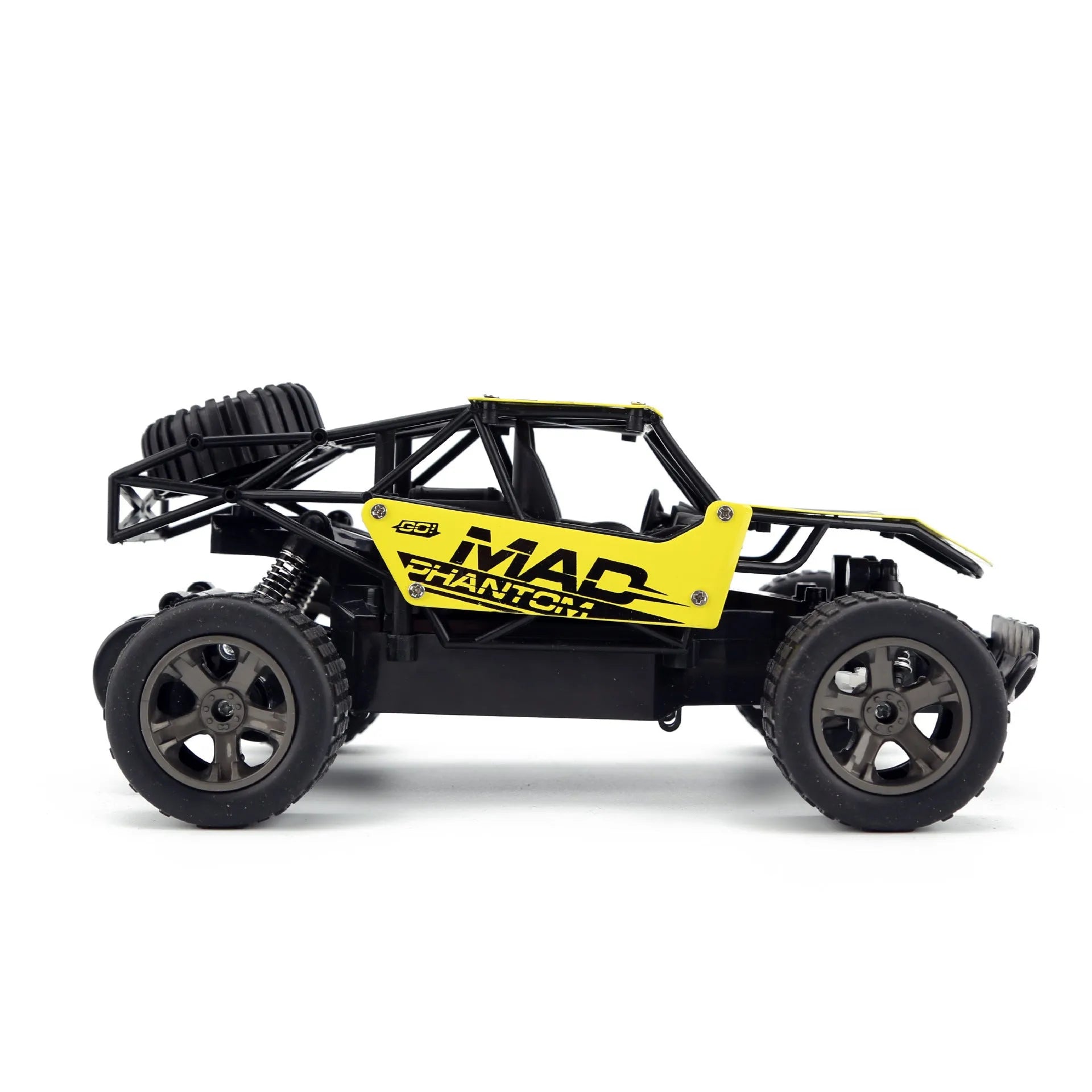 Blue 1:18 scale remote control drift car with 2.4GHz transmitter on a hard surface