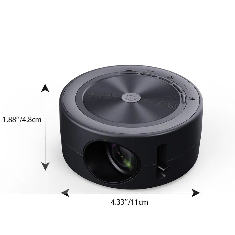 YT200 portable wired LED projector in black colour with remote control