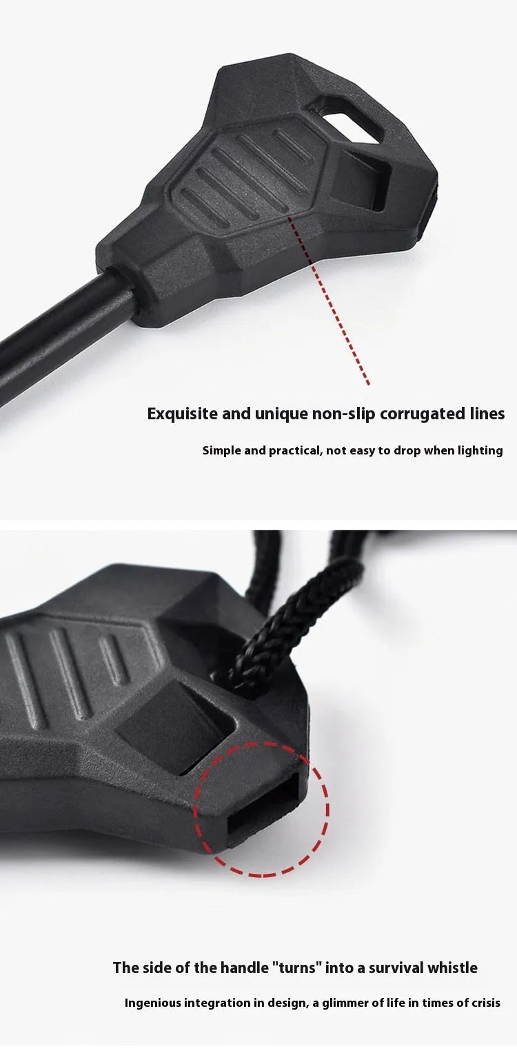 Black outdoor multifunctional flint with magnesium rod and stainless steel scraper tools