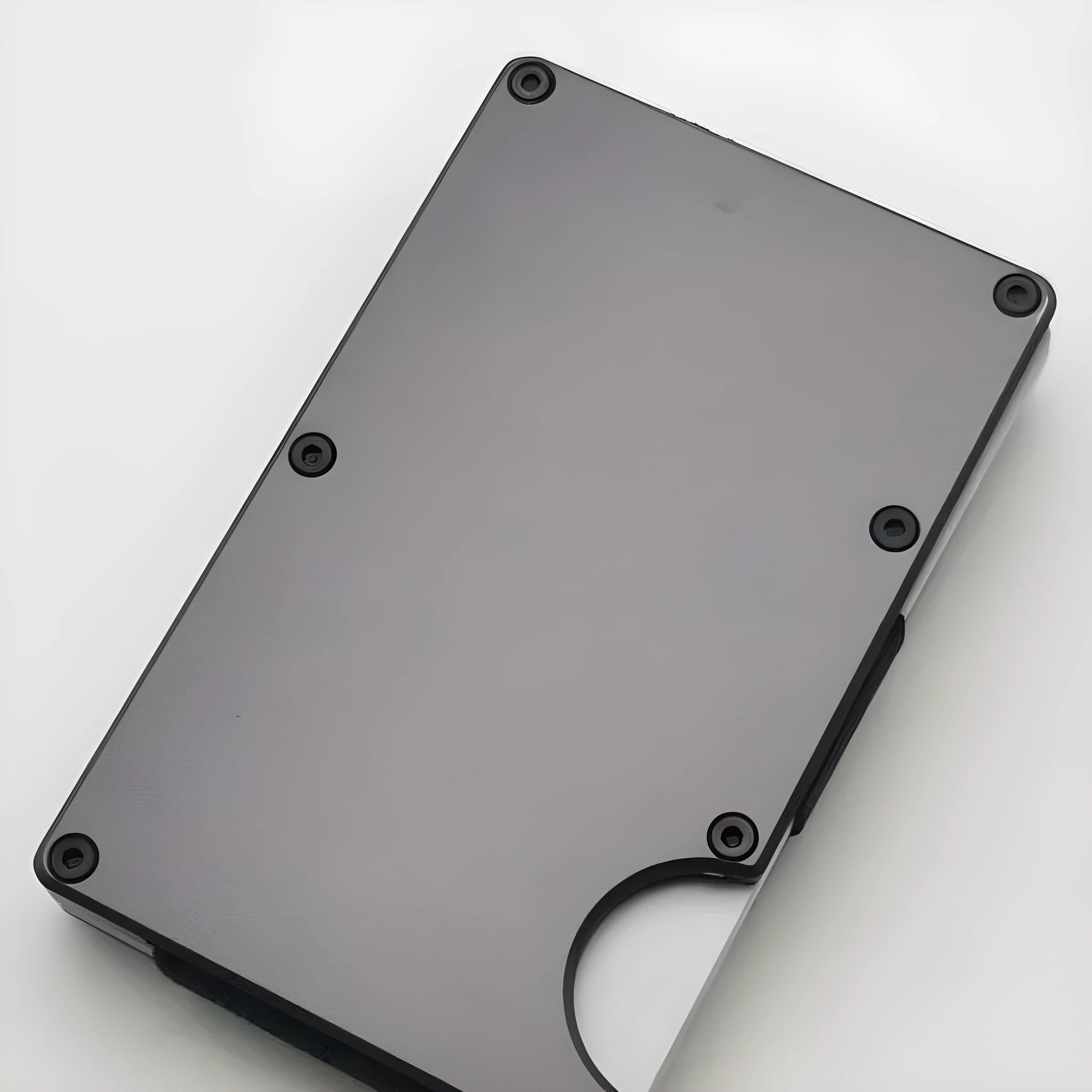 Carbon fibre credit card wallet in aluminium alloy grey with RFID protection for seven cards