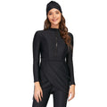 Black conservative Muslim ladies swimsuit with long sleeves and full coverage bottoms
