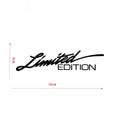 Limited edition laser reflective black text car sticker on vehicle glass
