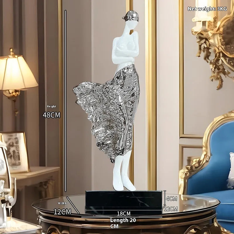 48cm tall sculptured character ornament in modern style with rose gold finish