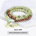 Grey jade multi-circle girls bamboo bracelet with flower lily element and copper steel alloy clasp