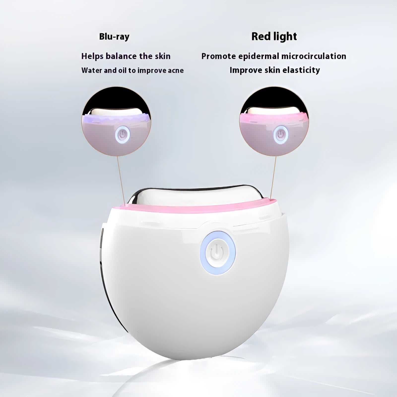 French-patterned household electric scraping beauty device with photon IPL, red and blue light functions.