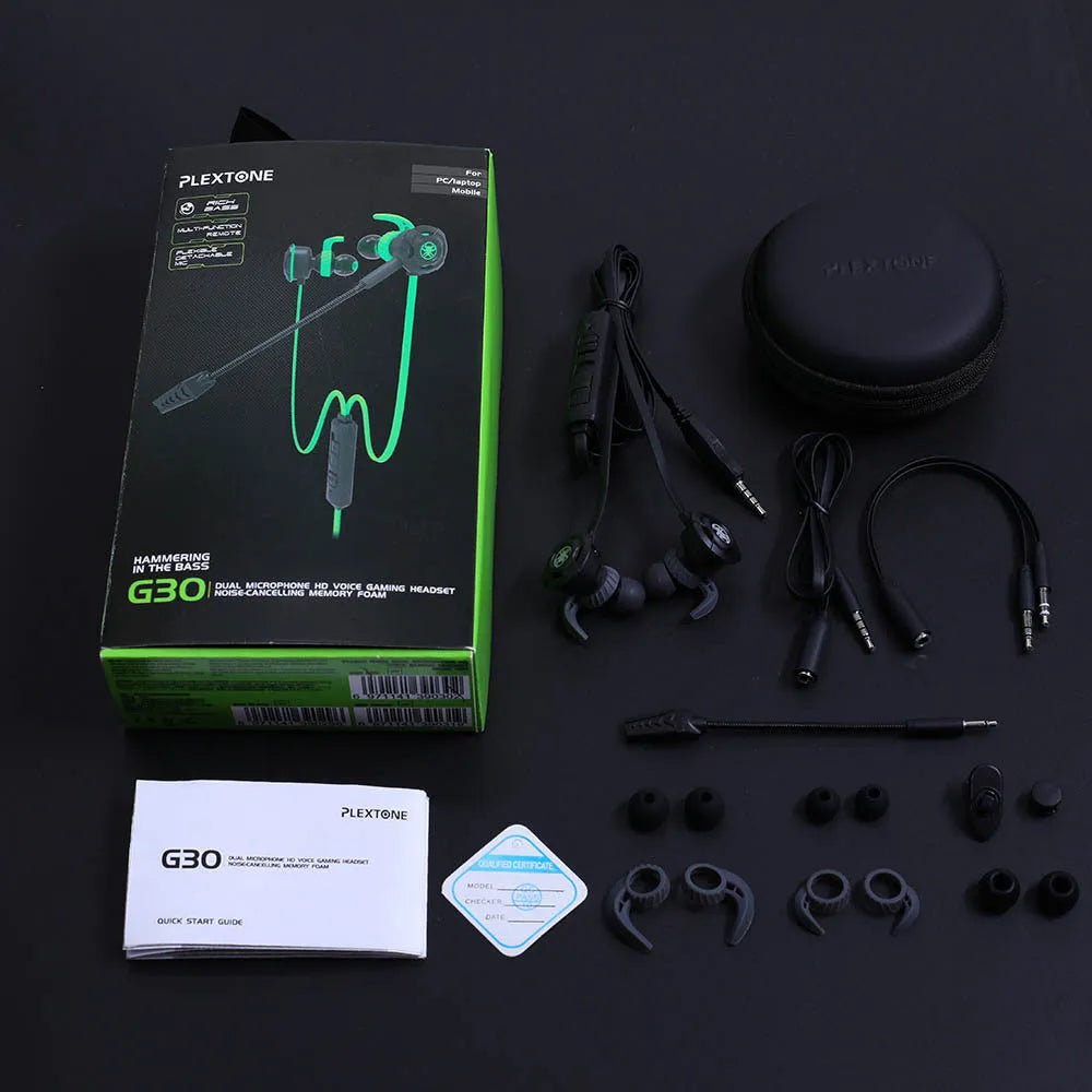 Shuangmai wired in-ear gaming headset with 1.5m cable in black, green, and red colour options