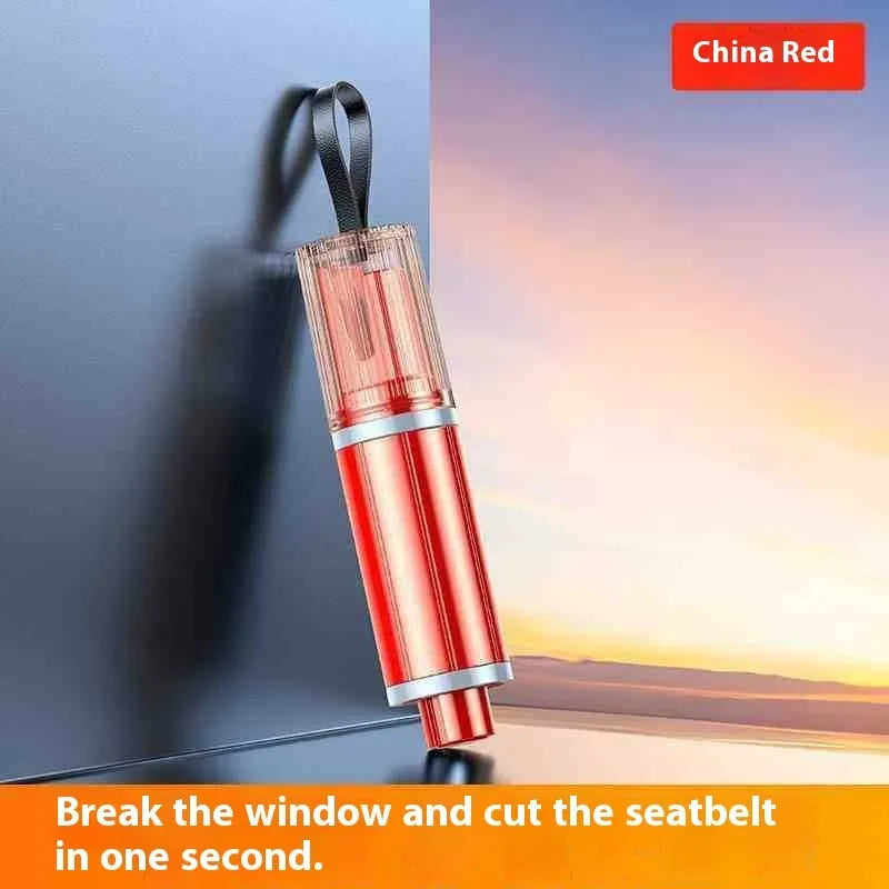 Black and red ABS plastic car safety life hammer with hardened steel tip for emergency window breaking