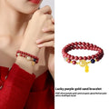 S925 sterling silver women's bracelet with white shell blessing card and cinnabar beads, 6mm diameter.