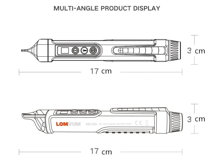 Black intelligent electrical test pen with automatic shut-off feature for voltage and line detection