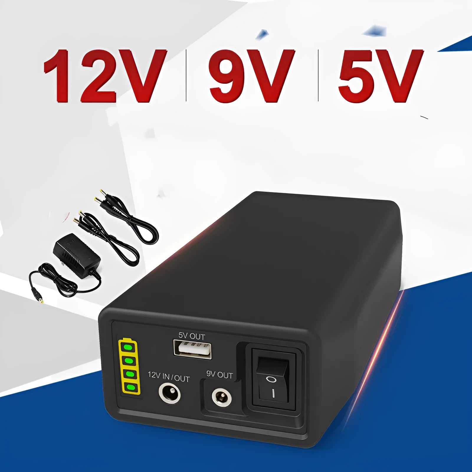 LF4100 black lithium iron phosphate portable battery pack with charger and DC cables