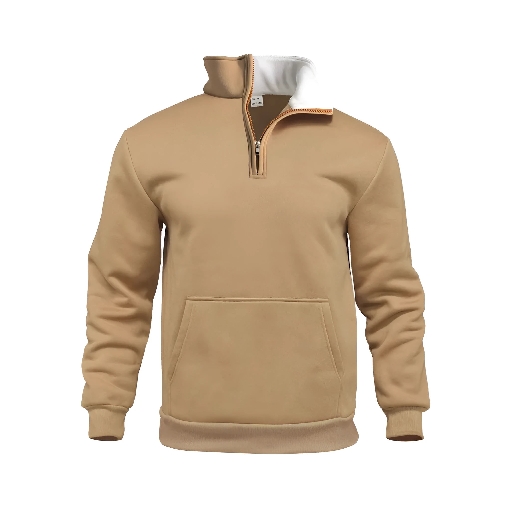 Casual high neck half-zip sweatshirt with 3D pocket, loose fit, polyester fabric, available in multiple colours