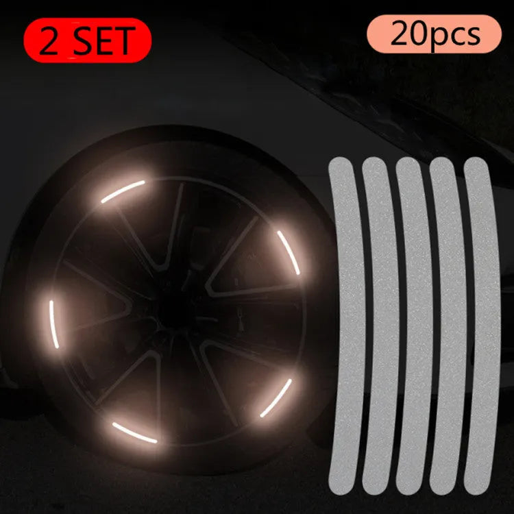 20 pack car wheel hub reflective stickers with arc pattern in various colours including fluorescent and luminous options